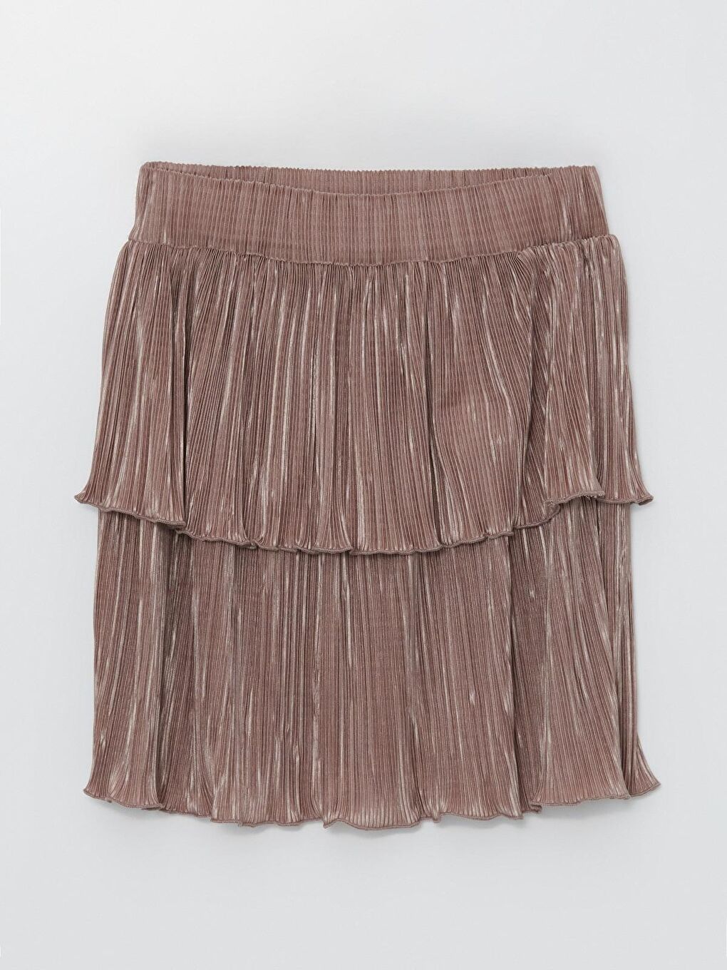 Bej Kız Çocuk Beli Lastikli Piliseli Etek-2