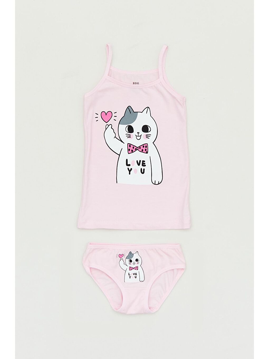 Pembe Kedi Baskılı Kız Çocuk Takım-1