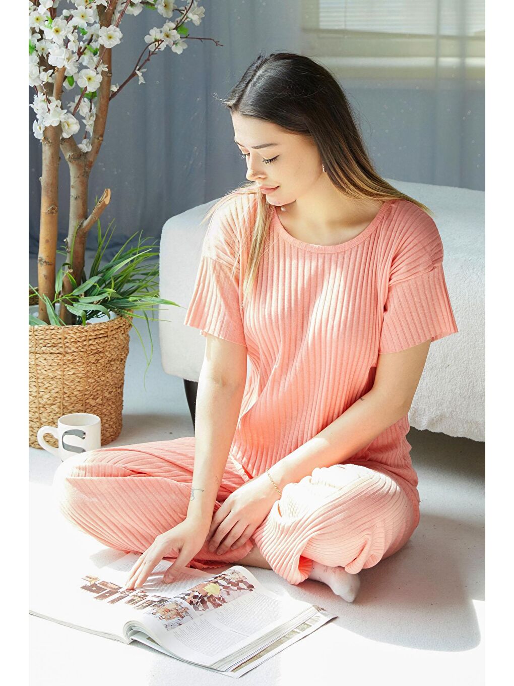 Bisiklet Yaka Kadın Pembe Eşofman Takımı - 22488-1