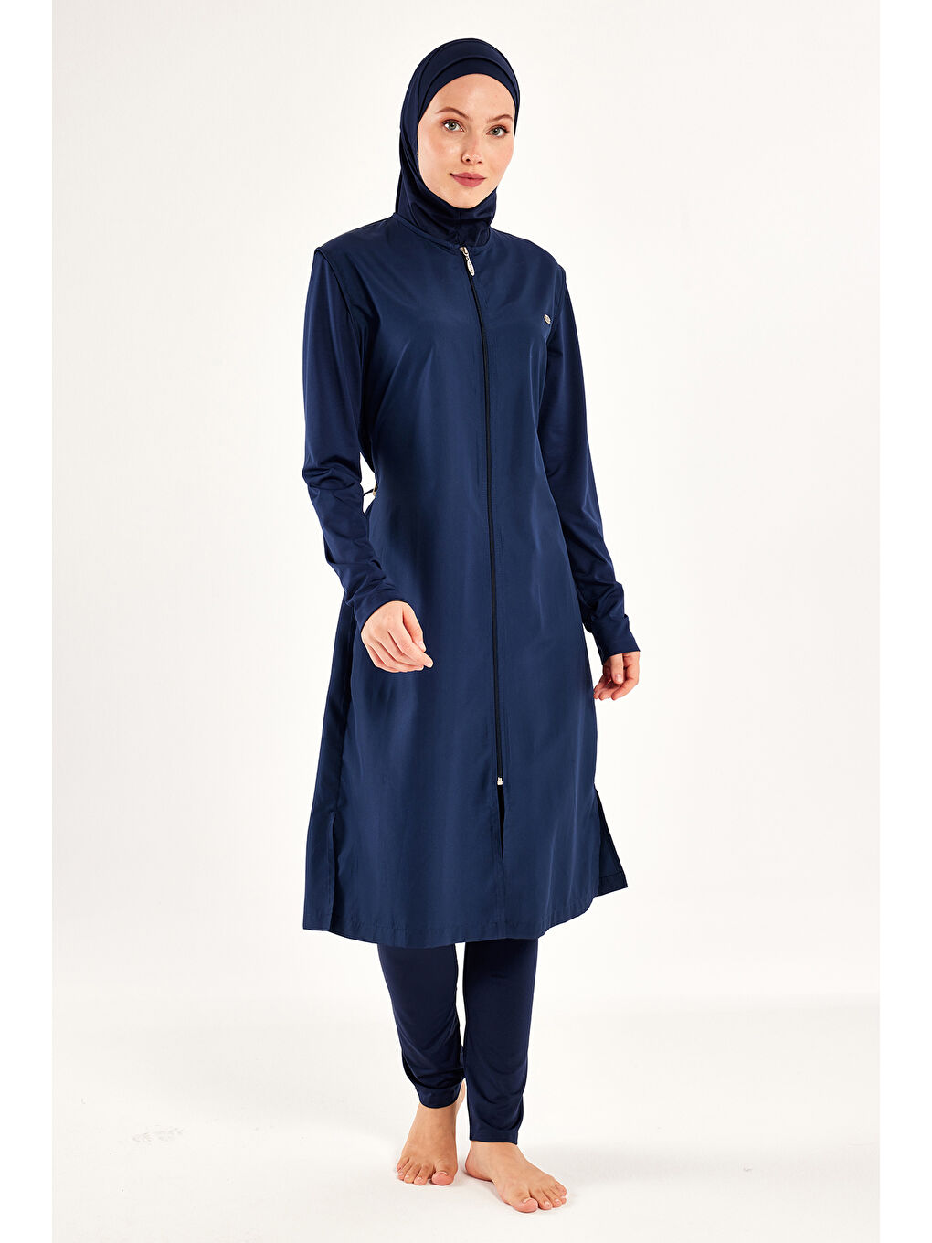 UV Korumalı Büyük Beden Uzun Tam Boy Tam Kapalı Tesettür Mayo 1302 Lacivert-1