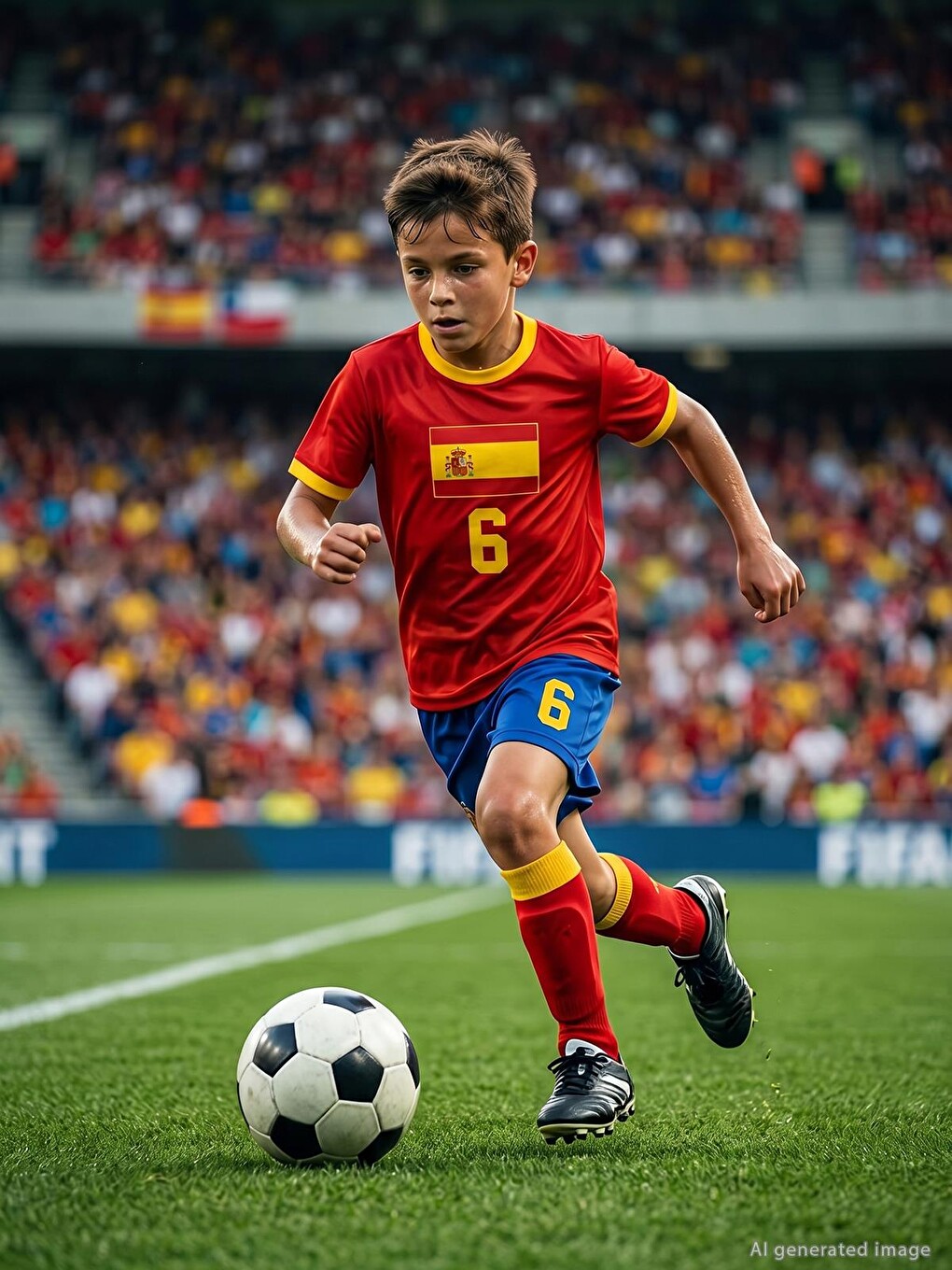 Boys Spain Baskılı 2'li 10-13 Yaş Takım - Pamuk Forma - Kırmızı