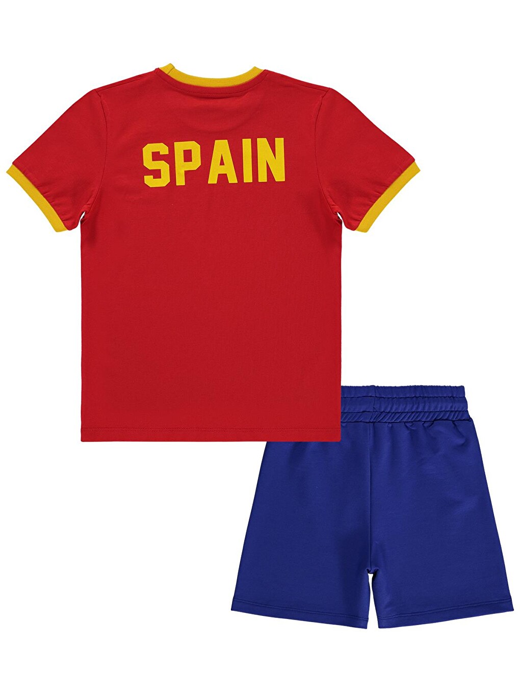 Boys Spain Baskılı 2'li 10-13 Yaş Takım - Pamuk Forma - Kırmızı-4