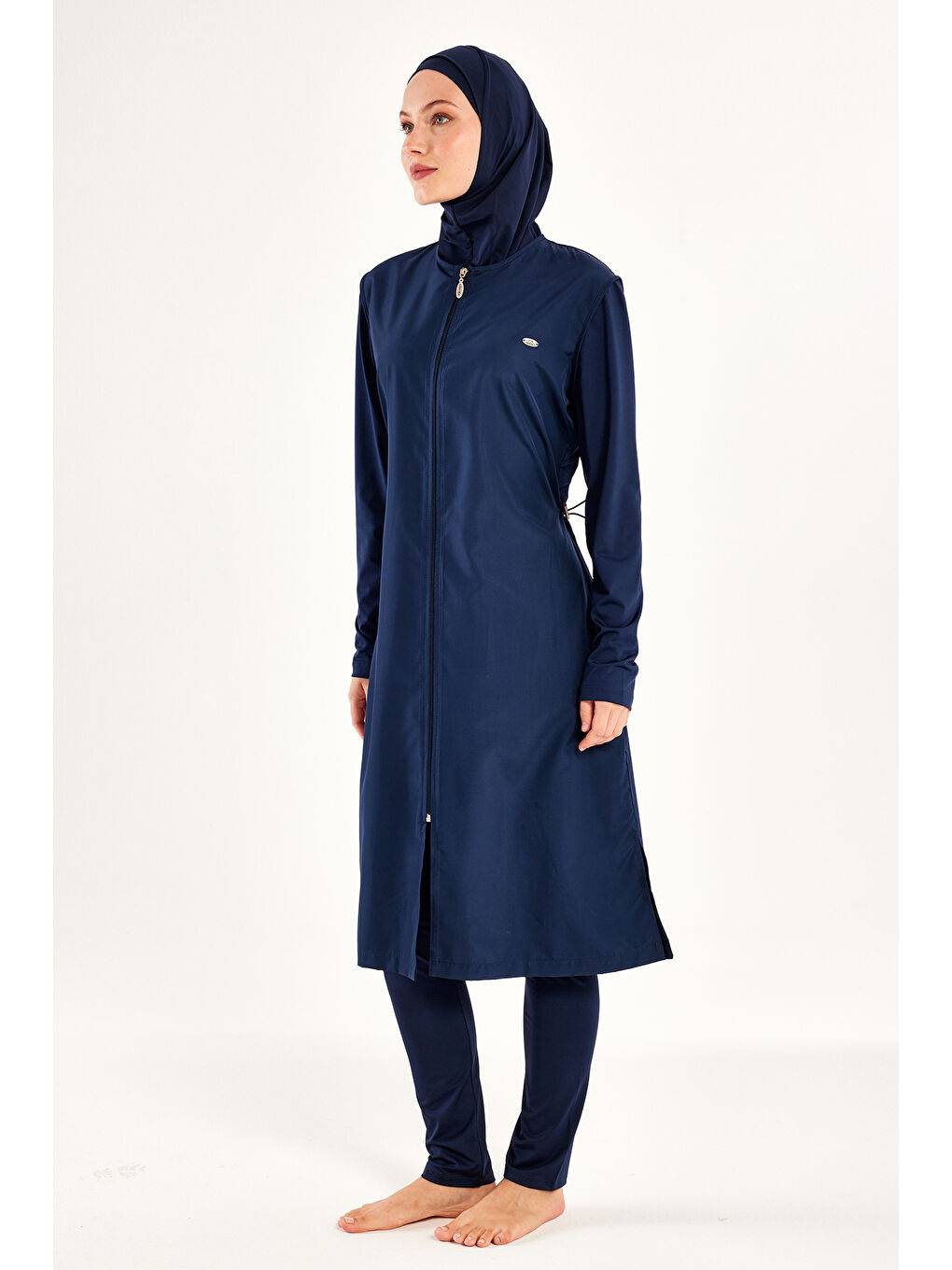 UV Korumalı Büyük Beden Uzun Tam Boy Tam Kapalı Tesettür Mayo 1302 Lacivert-2