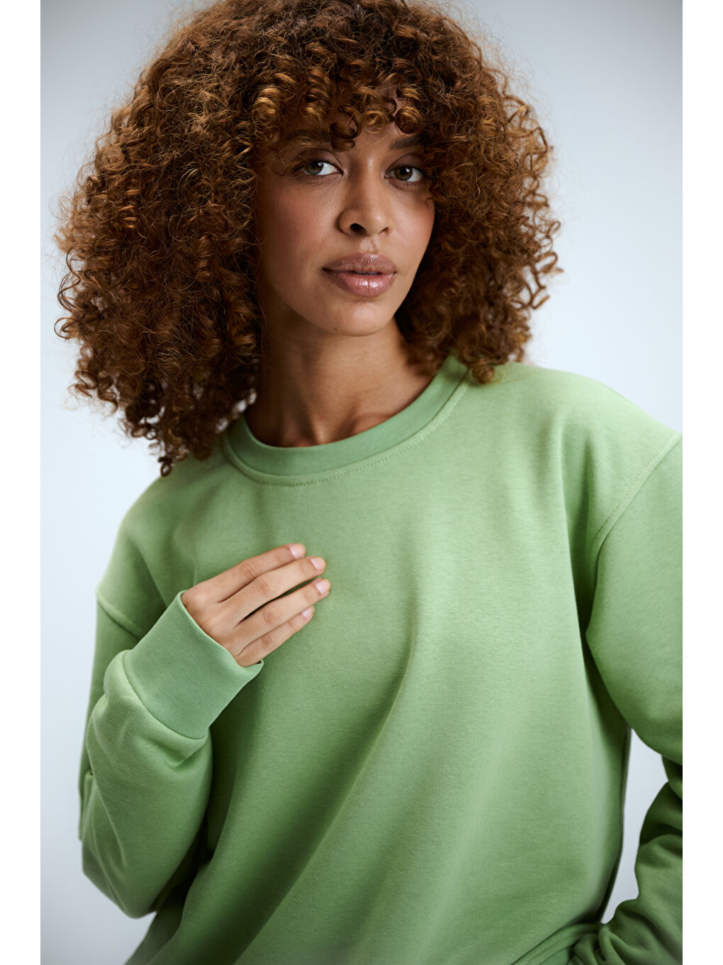 Kadın Timeless Oversize Fıstık Yeşili Sweatshirt-2
