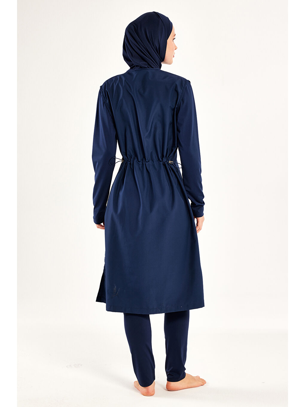 UV Korumalı Büyük Beden Uzun Tam Boy Tam Kapalı Tesettür Mayo 1302 Lacivert-3