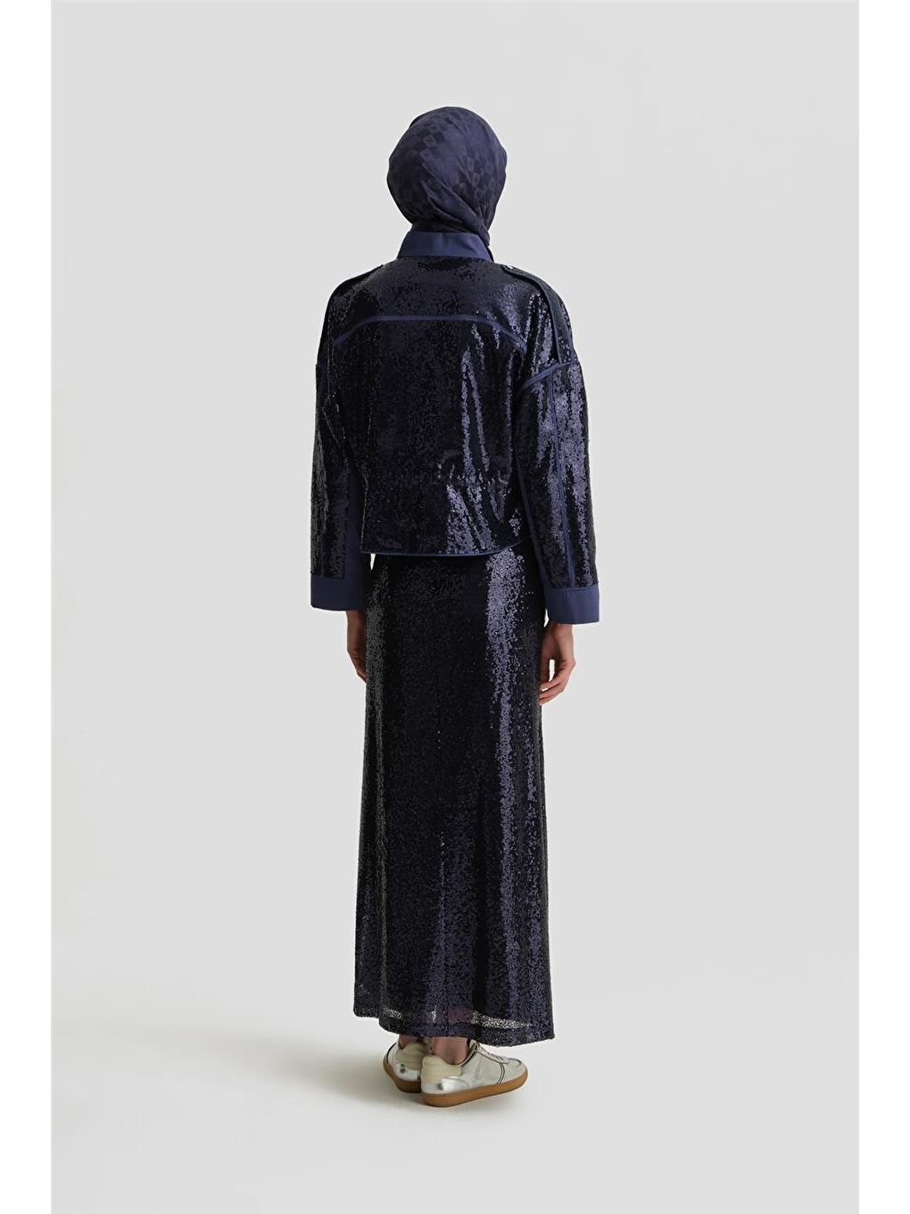 Gizli Cepli Payetli Etek 25Y1832 Morcivert-2