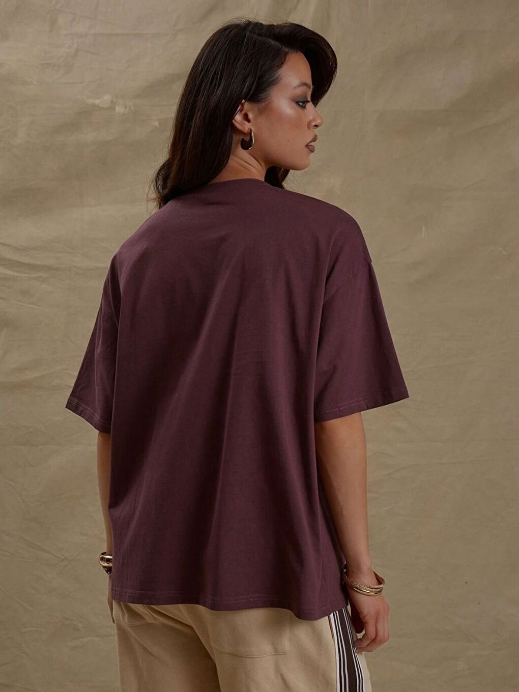 Bordo Ev ve Günlük Giyim Tişört-3