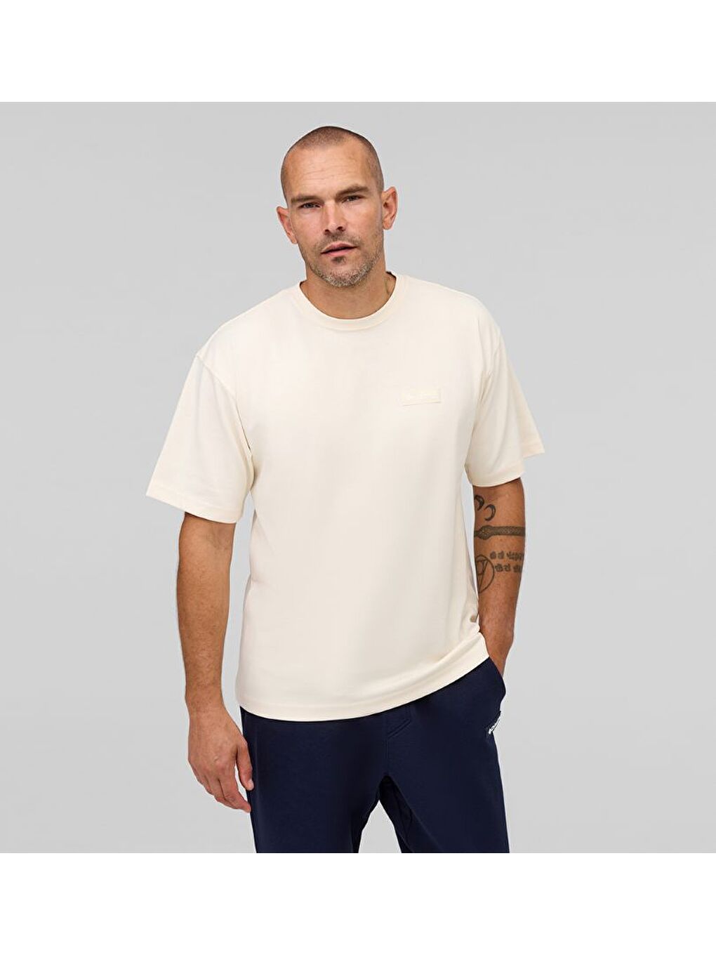 Ekru Csc M Label Chest Graphic Tee Erkek Tişört CS0470-3