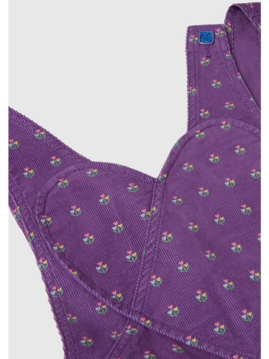 Kız Çocuk Mor %99 Pamuk V Yaka Kalp Aplikeli Stranger Things Ayarlanabilir Askılı Salopet-2