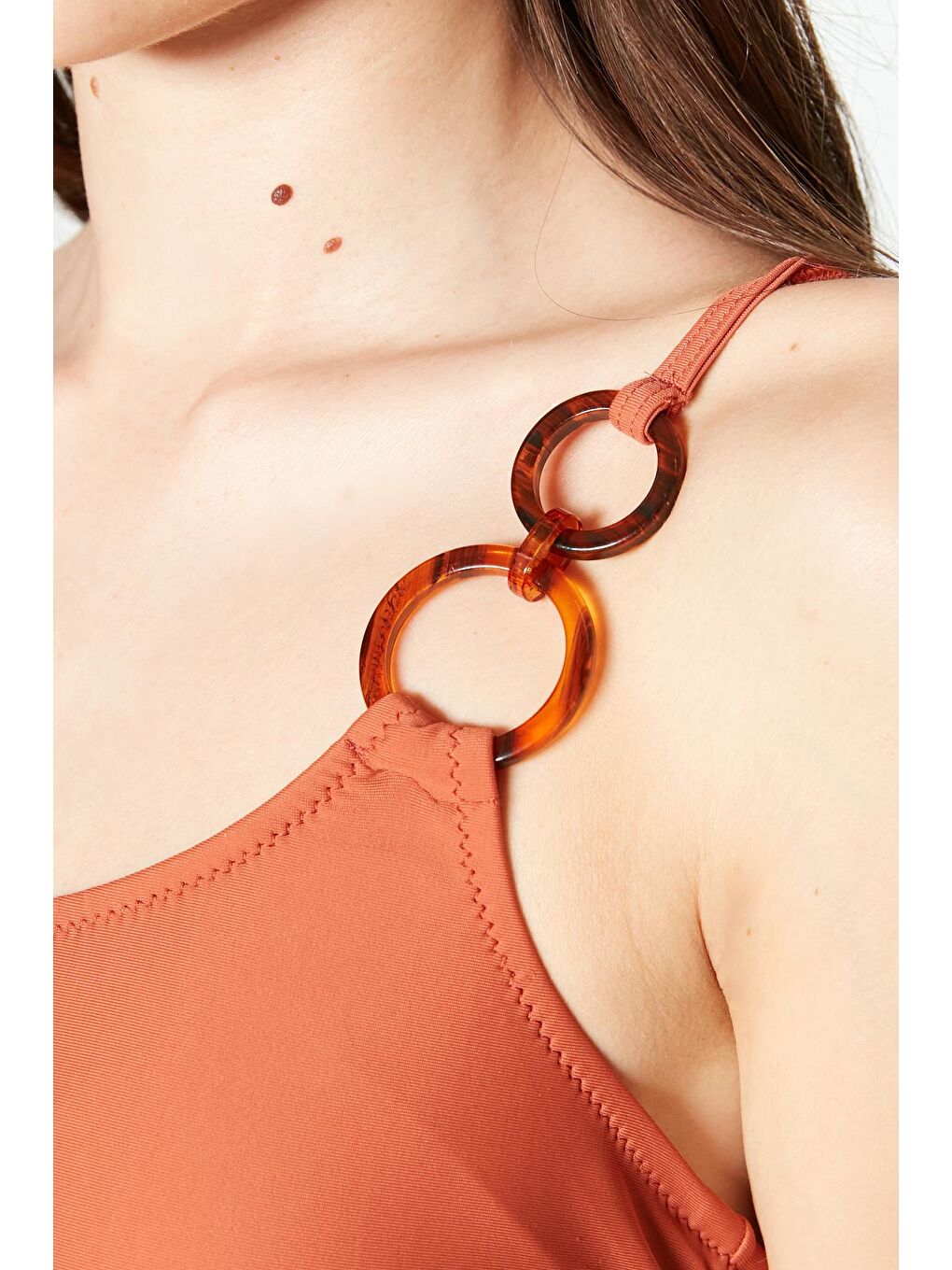 Kahverengi Tek Omuz Straplez Mayo 7722 Tarçın-2