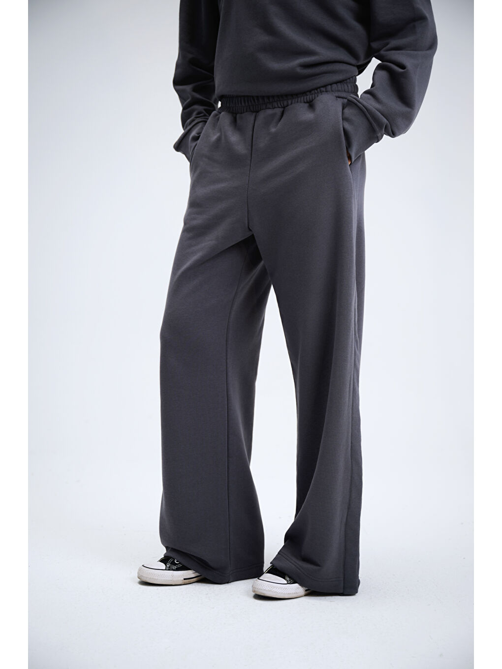 Kadın Timeless Antrasit Bol Paça Eşofman Altı-2