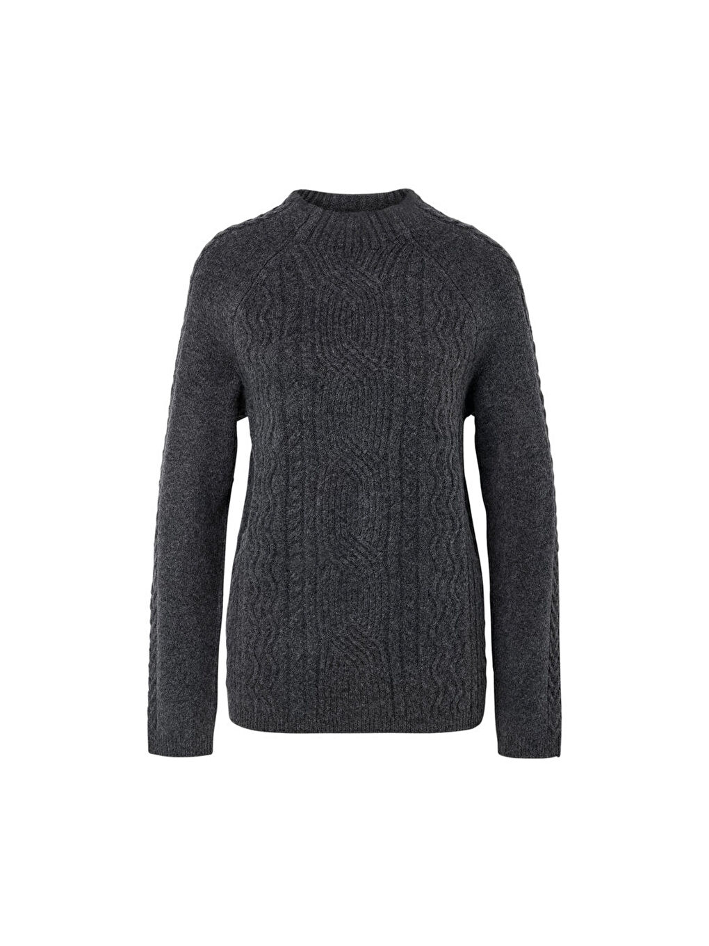 Kadın Kazak, Saç Örgü, Gri-3