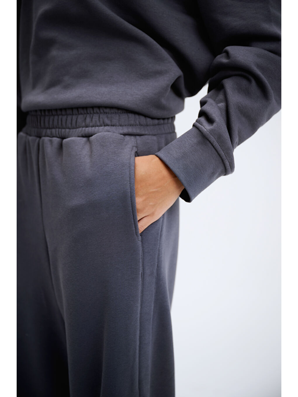 Kadın Timeless Antrasit Bol Paça Eşofman Altı-3