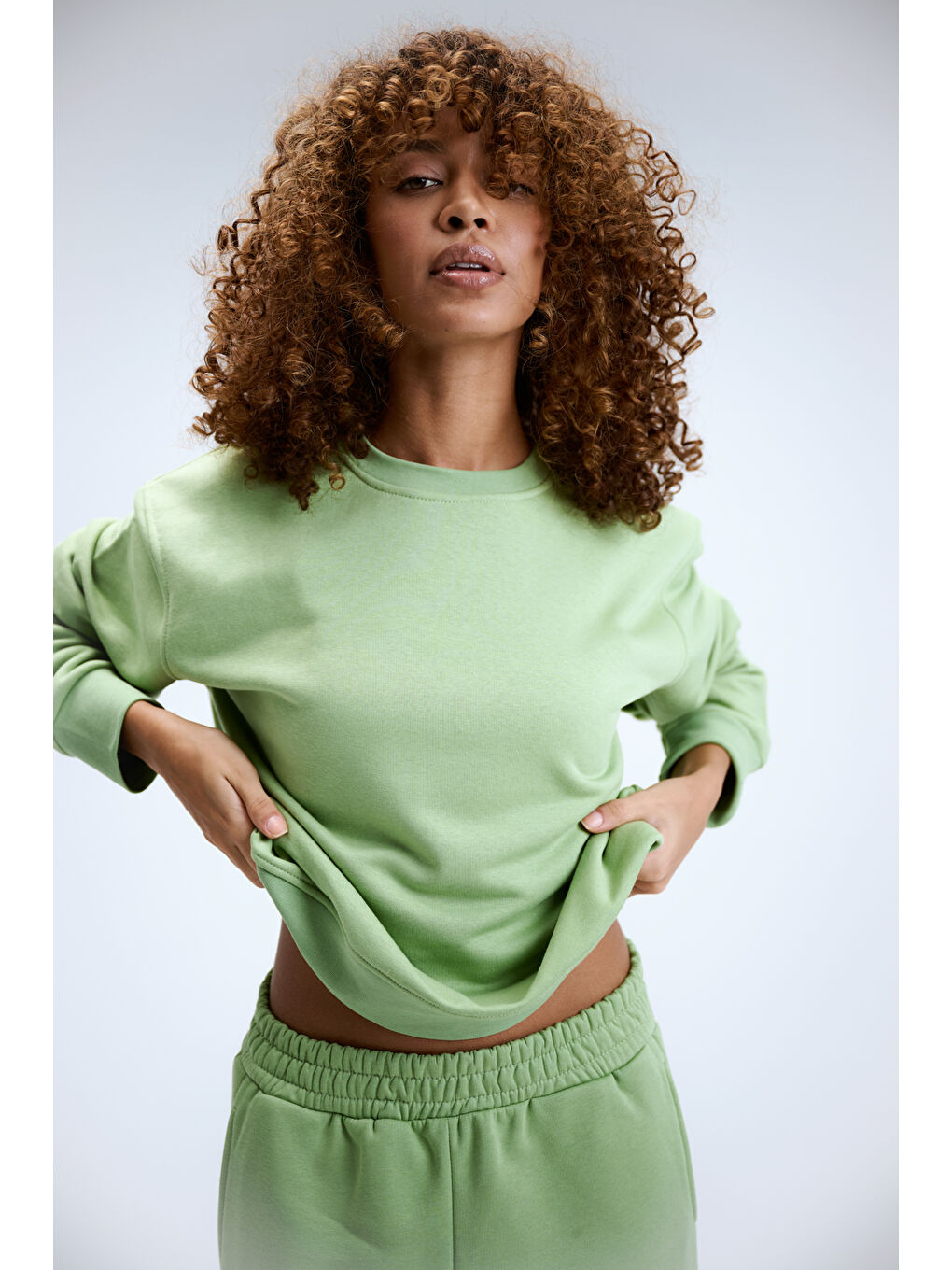 Kadın Timeless Fıstık Yeşili Bol Paça Eşofman Altı-4