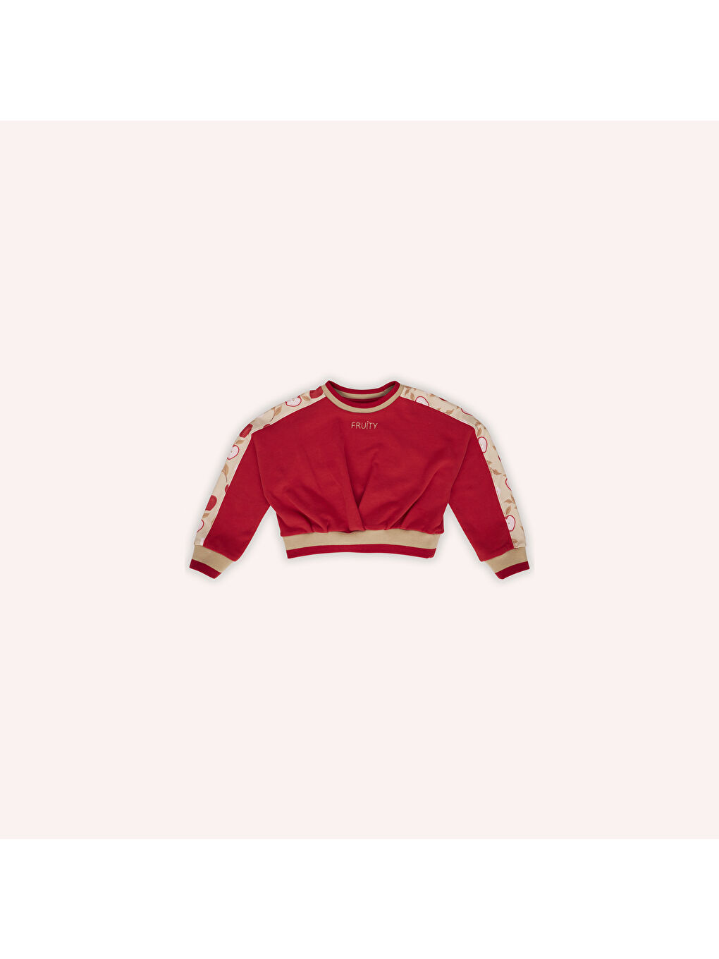 Panço Kirmizi Kız Çocuk Kolları Parça Detaylı Sweatshirt - 4