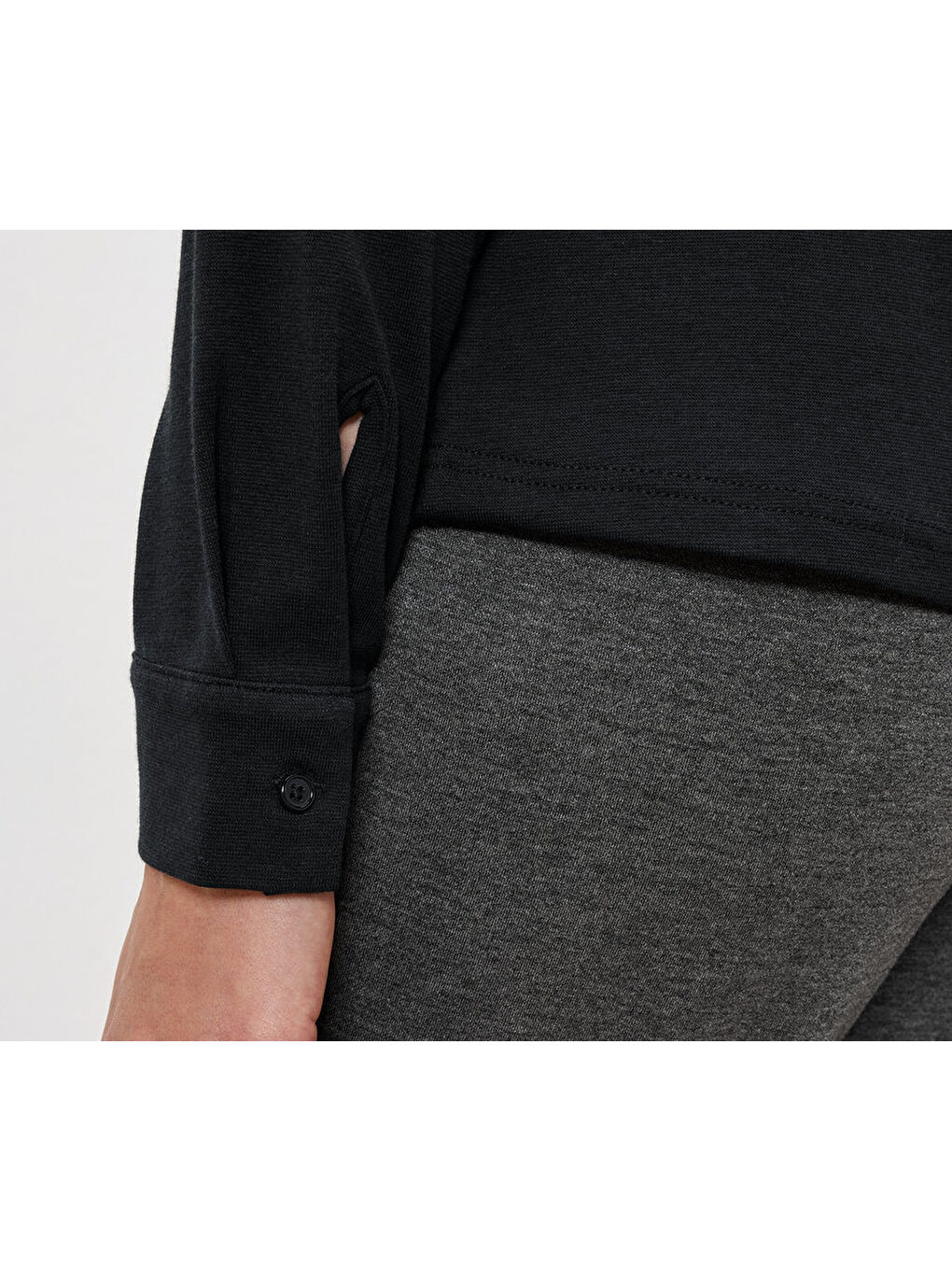 Kadın Bluz, Uzun Kol, Düğmeli, Siyah-2