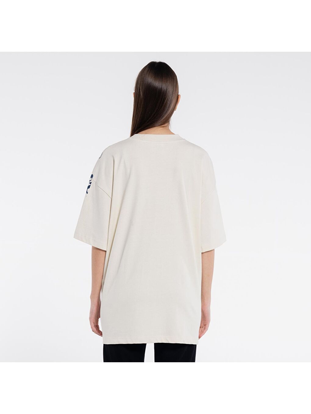 Friday Offset Leo Kadın Bej %100 Pamuk Ekstra Oversize Bisiklet Yaka Tişört - 1