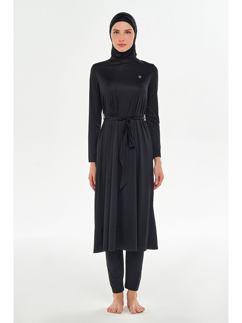 Tam Boy Elastanlı Tam Kapalı Uzun Tesettür Mayo 3133 Siyah08-1
