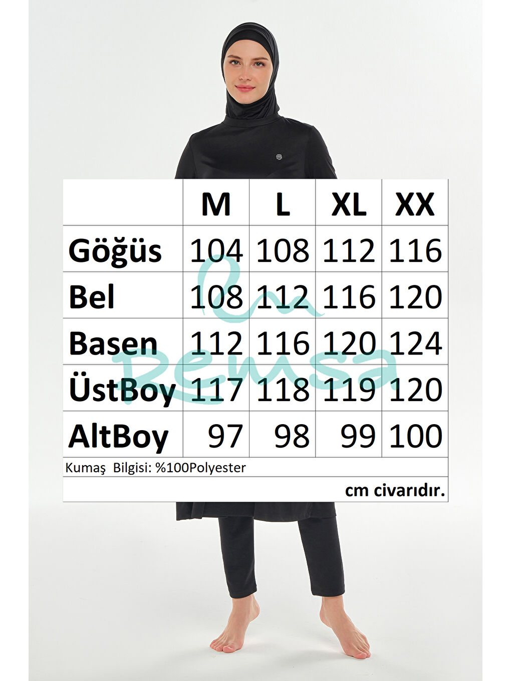 Tam Boy Elastanlı Tam Kapalı Uzun Tesettür Mayo 3133 Siyah08-3