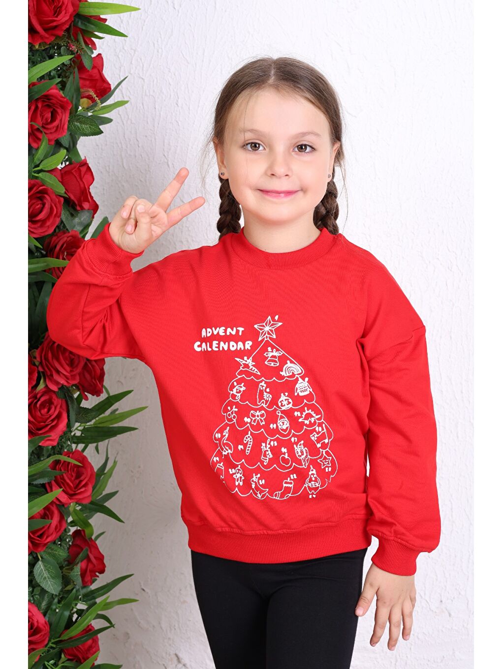 Toontoykids Kırmızı Kız Çocuk Baskılı Sweatshirt