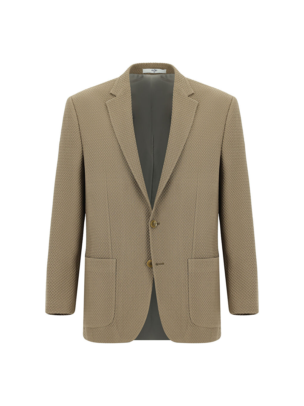 Bej Relax Fit Rahat Kesim Desenli Spor Ceket