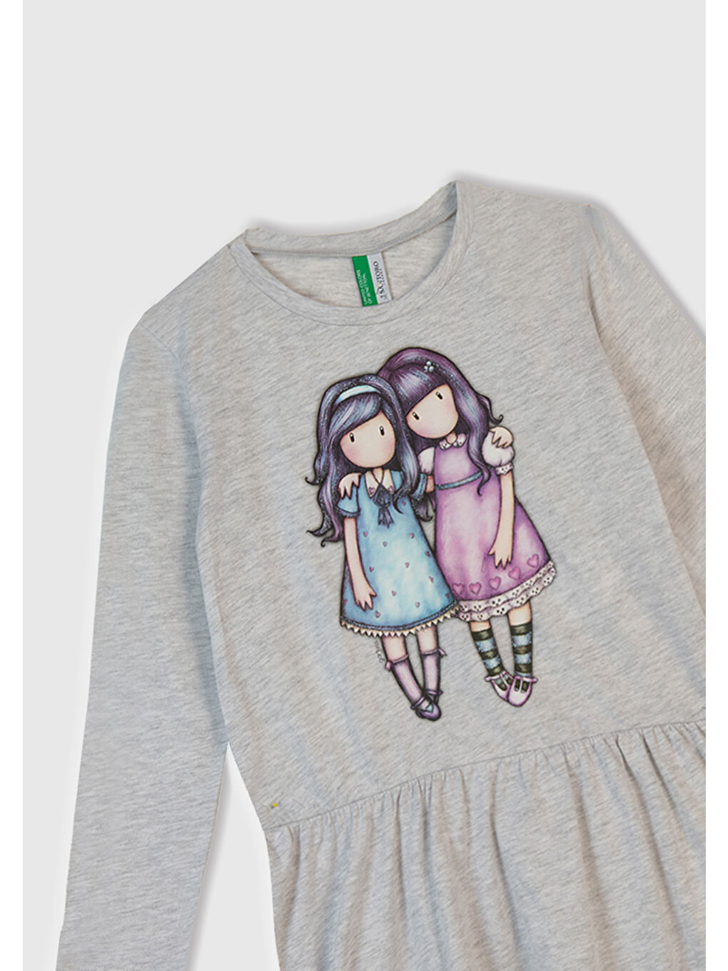 Kız Çocuk Beyaz Önü Baskılı Pileli Bisiklet Yaka Uyku Elbisesi-1