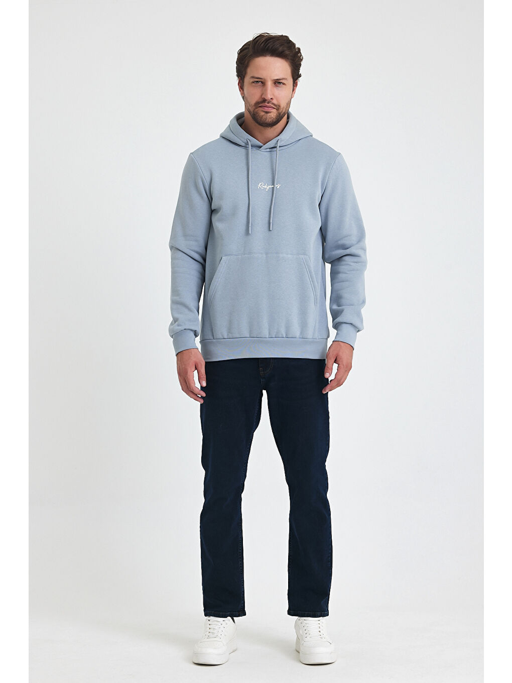 Rodi Açık Gri 3 İp Şardonlu Kapüşonlu Baskılı Cepli Sweatshirt 5281 - 4