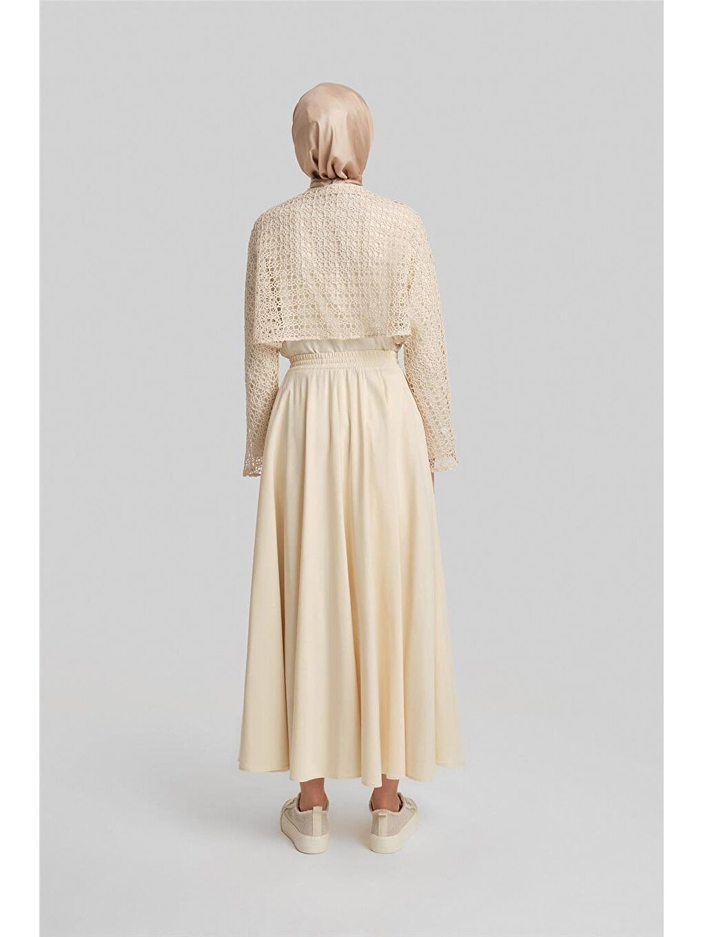 Bej Lastikli Godeli Etek 24Y1632 Aytaşı-5