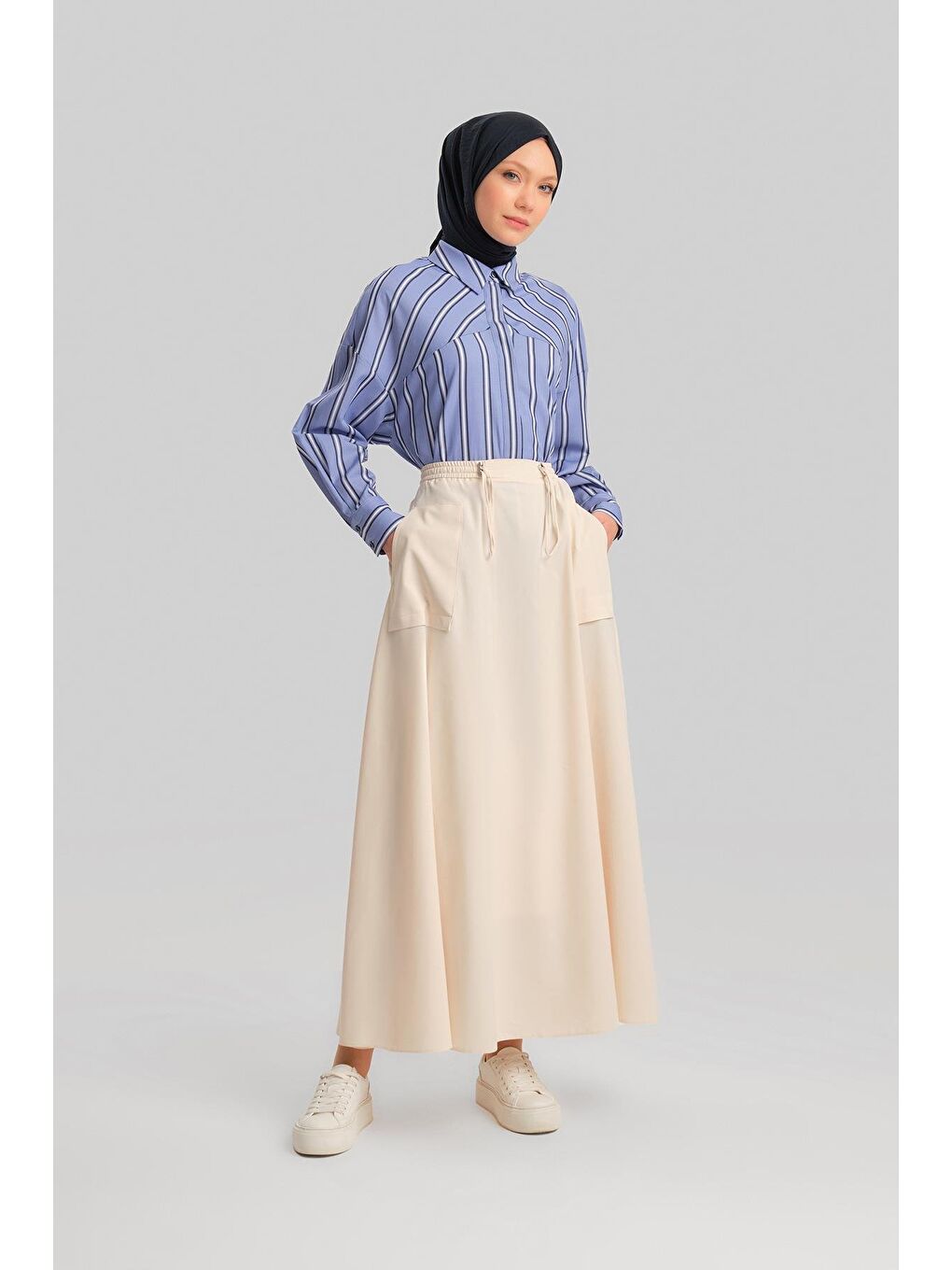 Bej Stoperli Pamuk Etek 24Y1630 Aytaşı