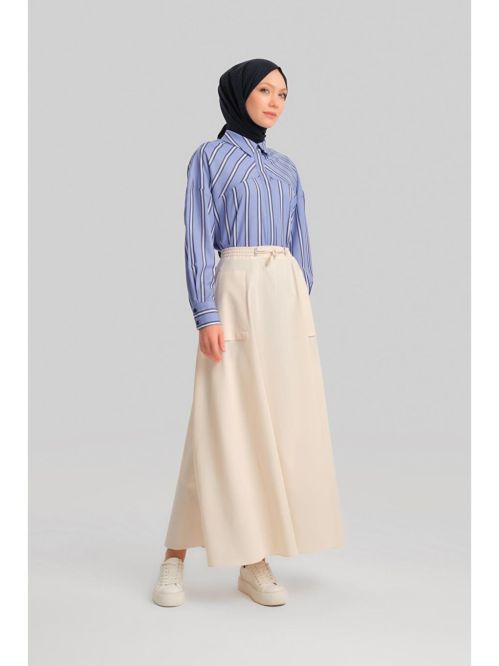 Bej Stoperli Pamuk Etek 24Y1630 Aytaşı-1