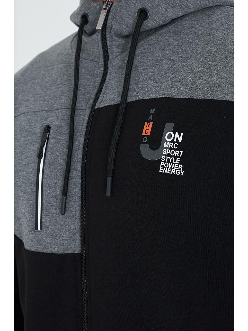 Erkek Pamuklu Kapüşonlu Eşofman Takımı Siyah 5739-S-6