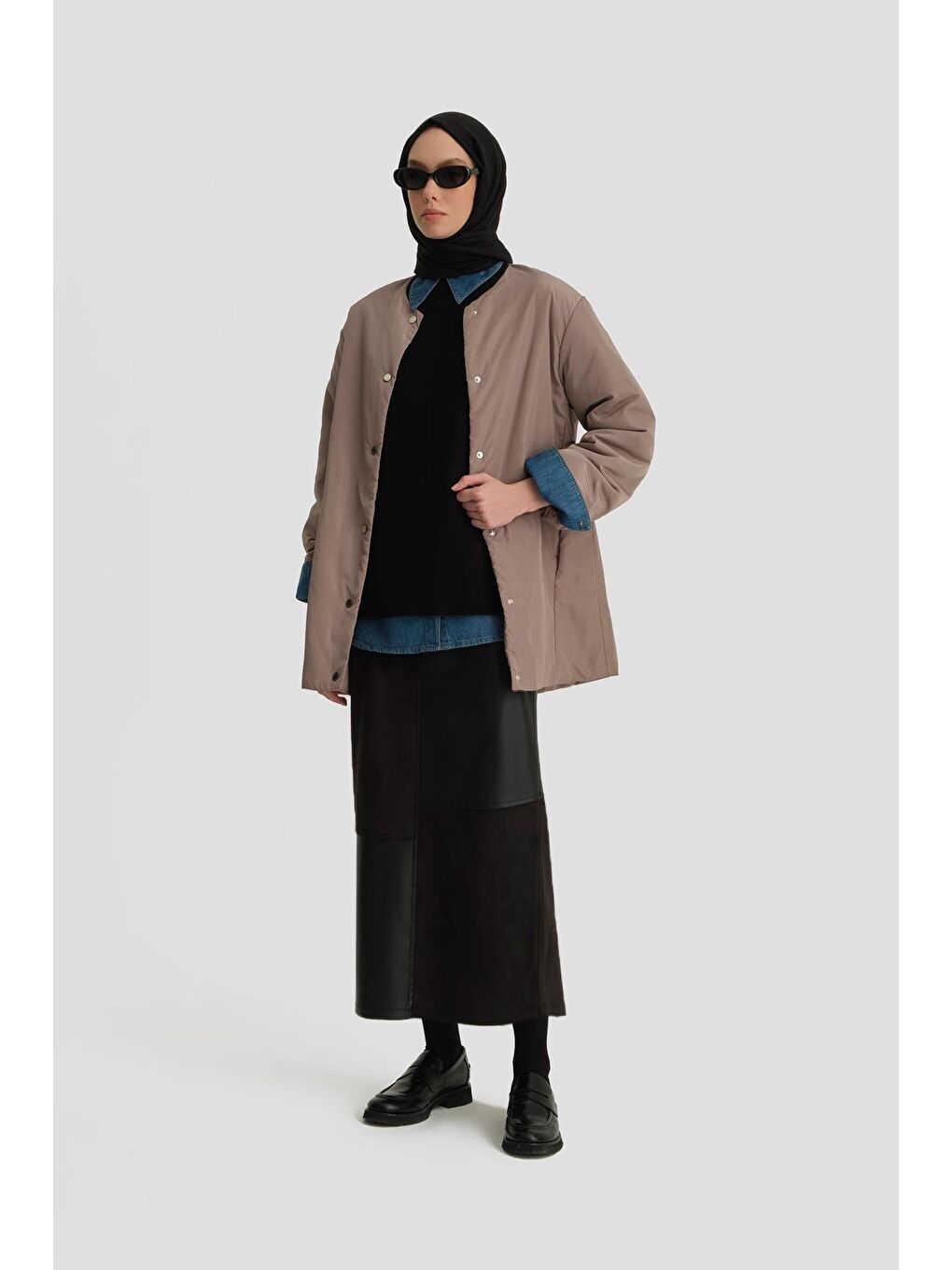 Ters Yüz Kalem Etek 24K1710 Siyah-1