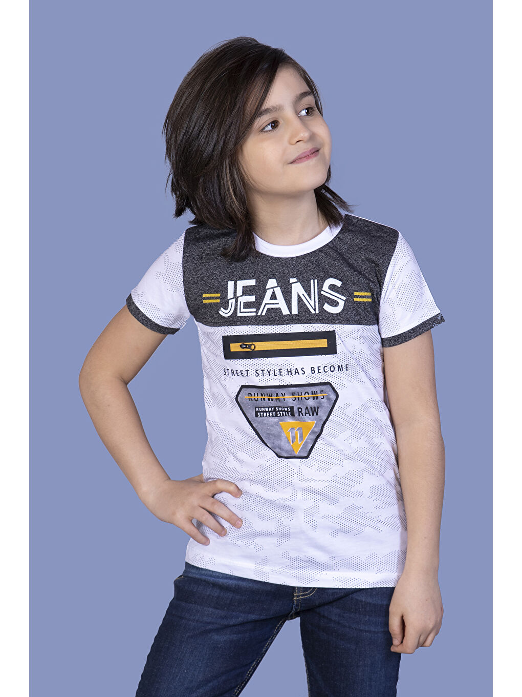 Toontoykids Beyaz Erkek Çocuk Jeans Baskı Tişört