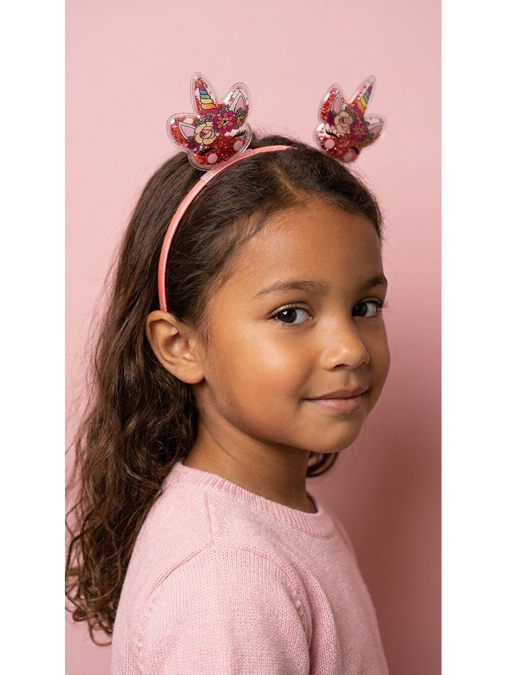 Kız Çocuk 3D Parıltılı Pembe Taç-1