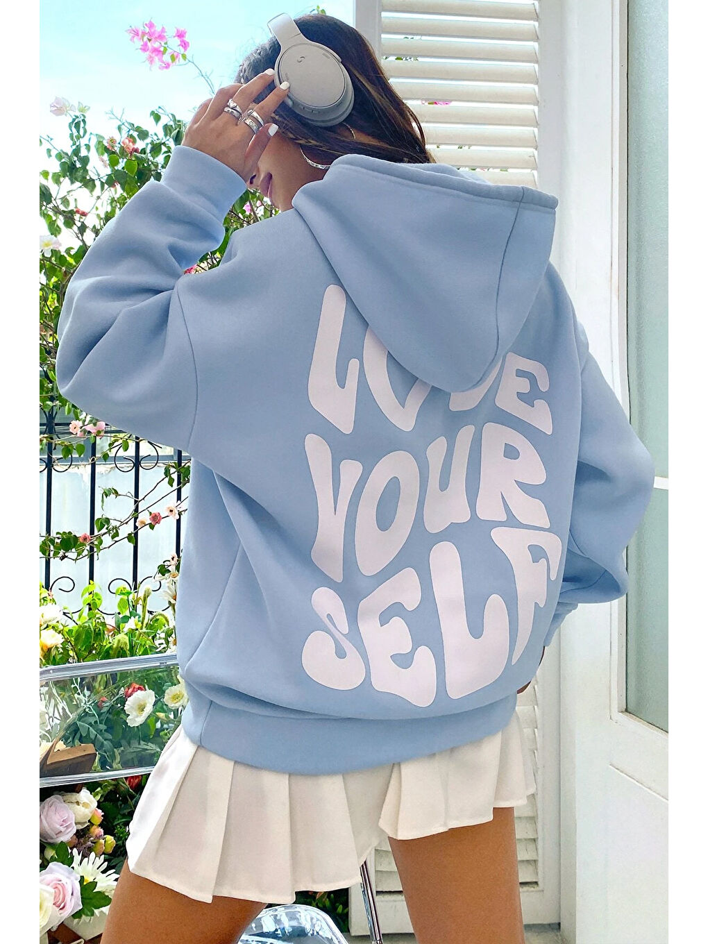 uyguntarz Bebek Mavisi Unisex Love Never Fails Sırt Baskılı Sweatshirt - 1