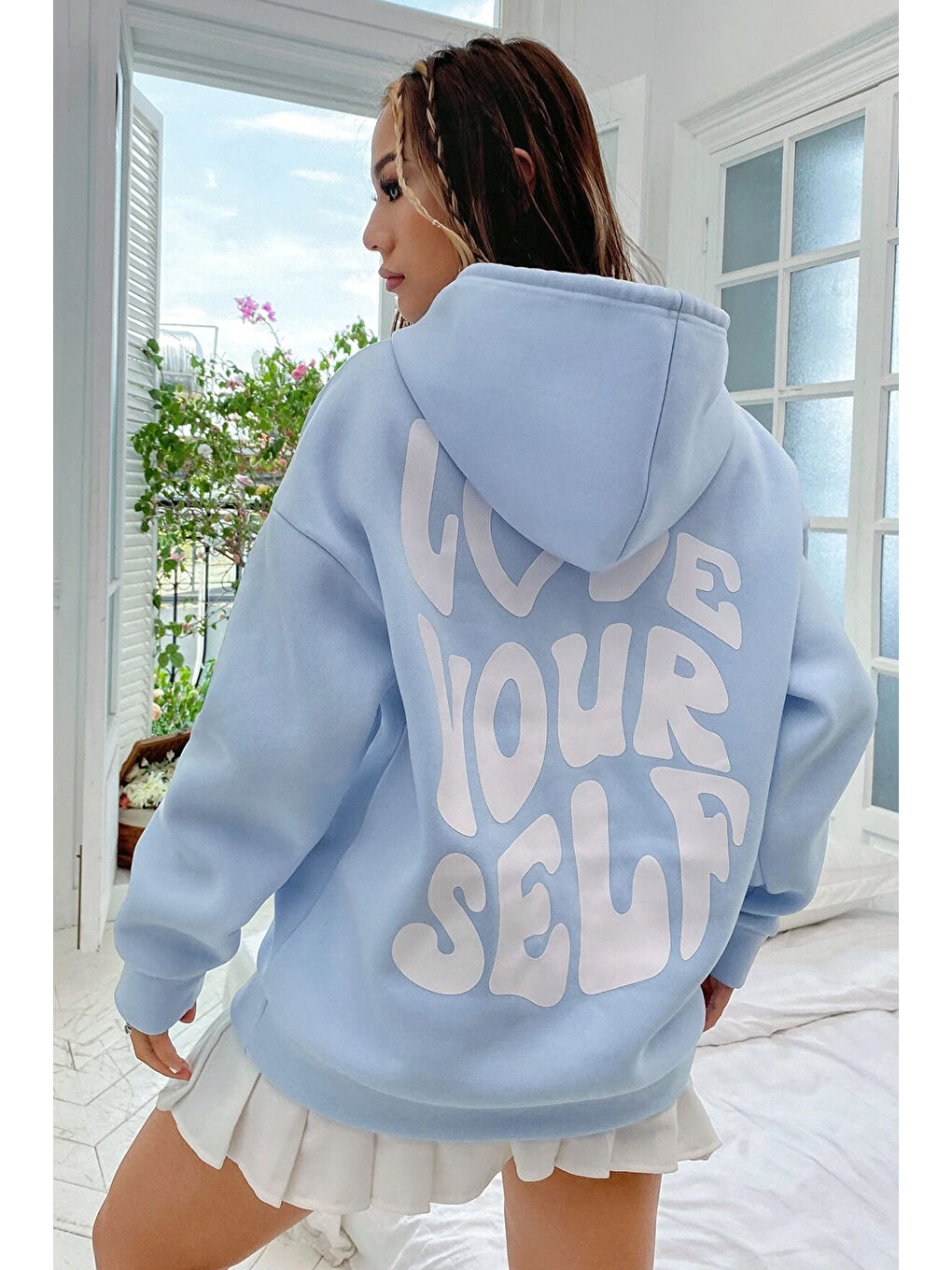 uyguntarz Bebek Mavisi Unisex Love Never Fails Sırt Baskılı Sweatshirt - 2