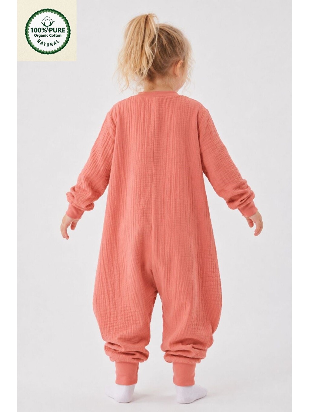 Pembe 4 Mevsim Müslin Uzun Kollu 1.0 Tog %100 Pamuk Uyku Tulumu-1