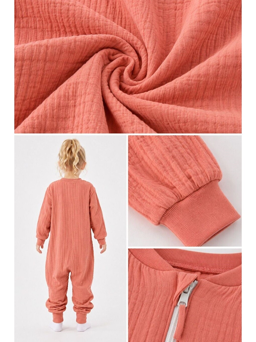 Pembe 4 Mevsim Müslin Uzun Kollu 1.0 Tog %100 Pamuk Uyku Tulumu-2