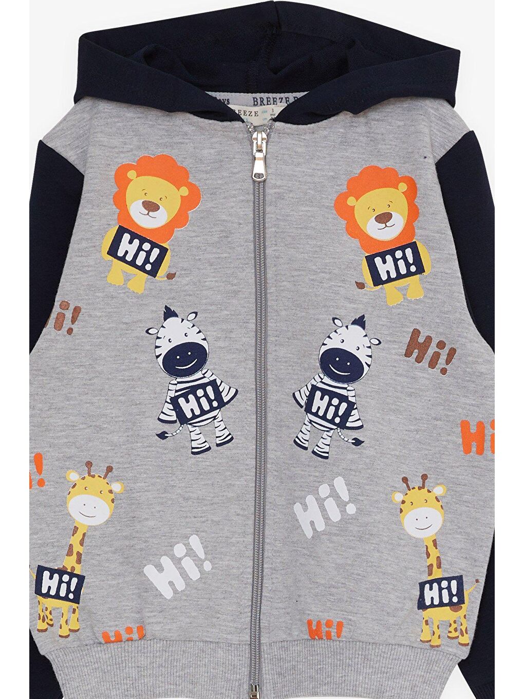 Erkek Bebek Eşofman Takımı Sevimli Hayvancıklar Baskılı Gri Melanj (1-1.5 Yaş)-2