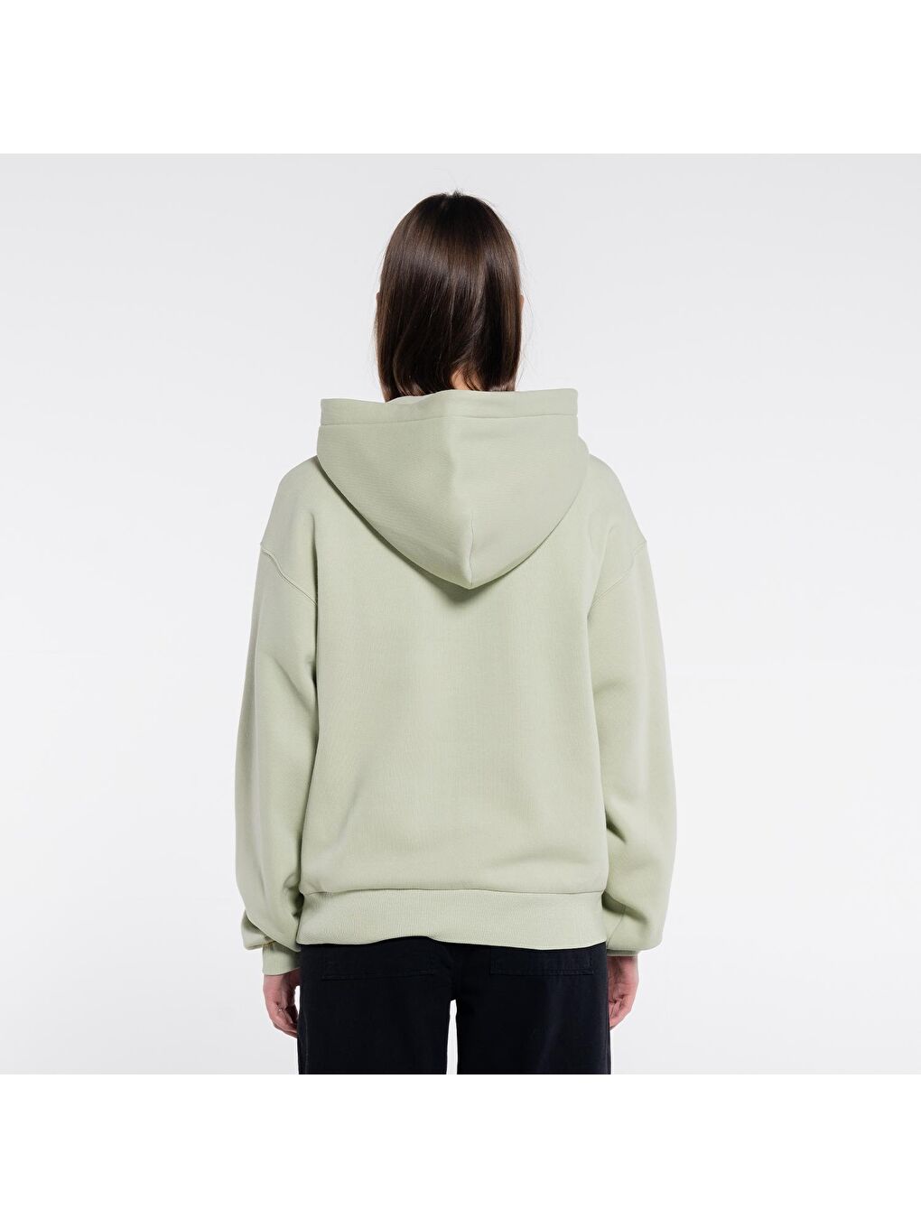 Ess Kadın Mint Yeşil Ekstra Oversize Kapüşonlu Sweatshirt Hoodie - Şardonlu 3 İplik-1