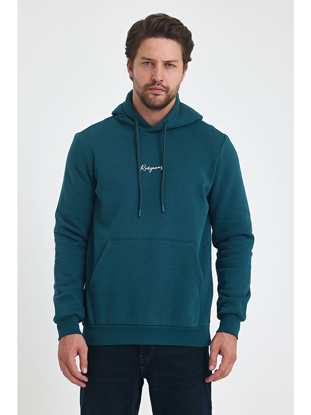 Rodi Petrol 3 İp Şardonlu Kapüşonlu Baskılı Cepli Sweatshirt 5281