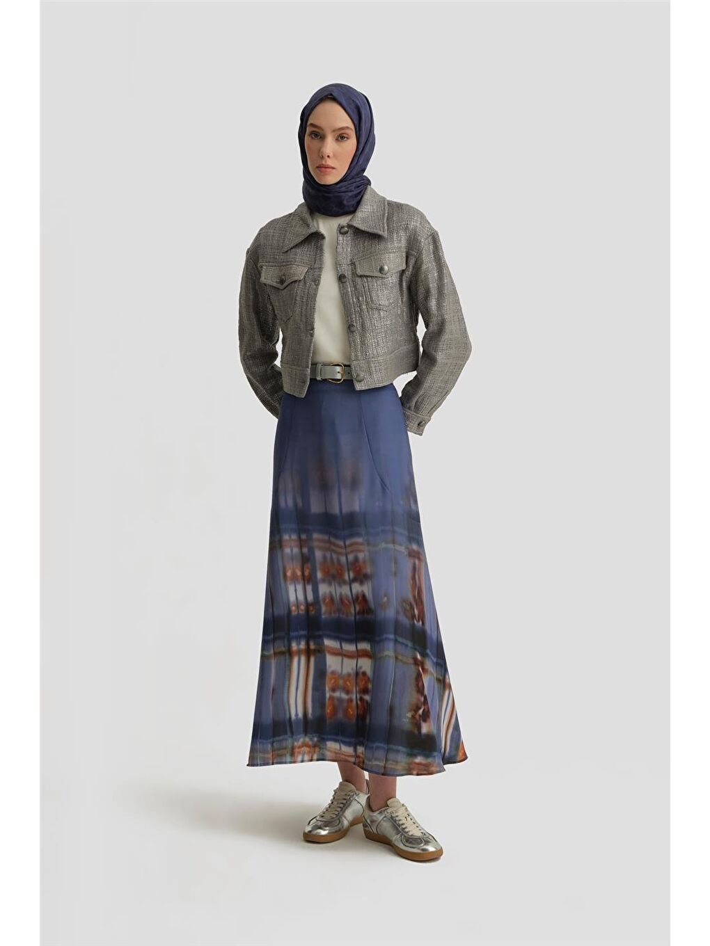 Mavi Emprime Volanlı Etek 25Y1817 Puslu Mor