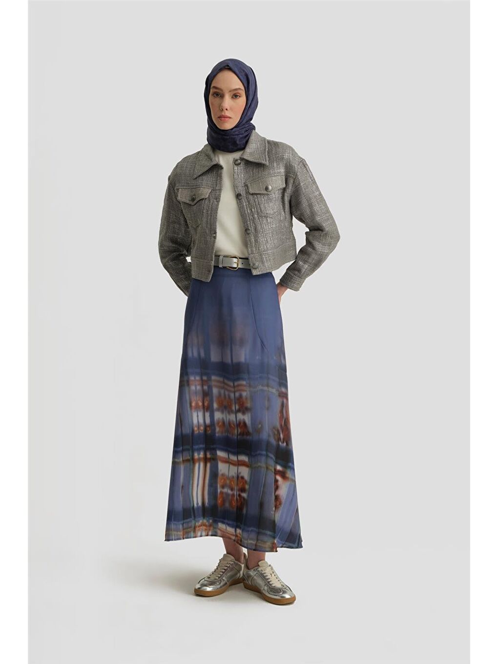 Mavi Emprime Volanlı Etek 25Y1817 Puslu Mor-1