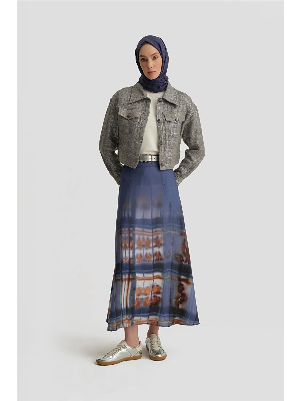 Mavi Emprime Volanlı Etek 25Y1817 Puslu Mor-2