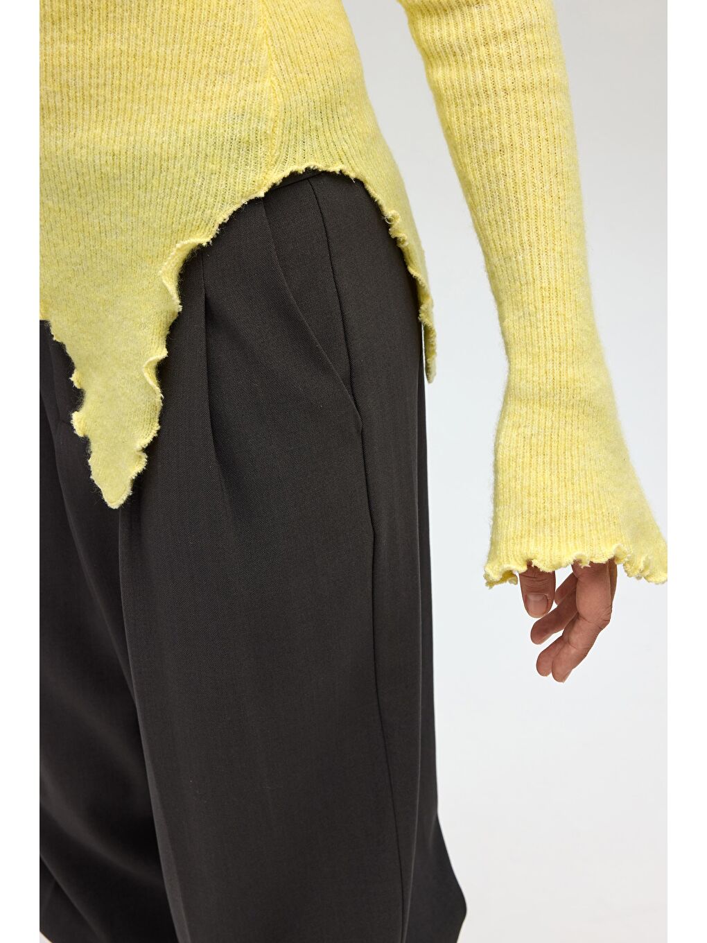 Casica Carmen Yaka Sarı Triko Kazak-7