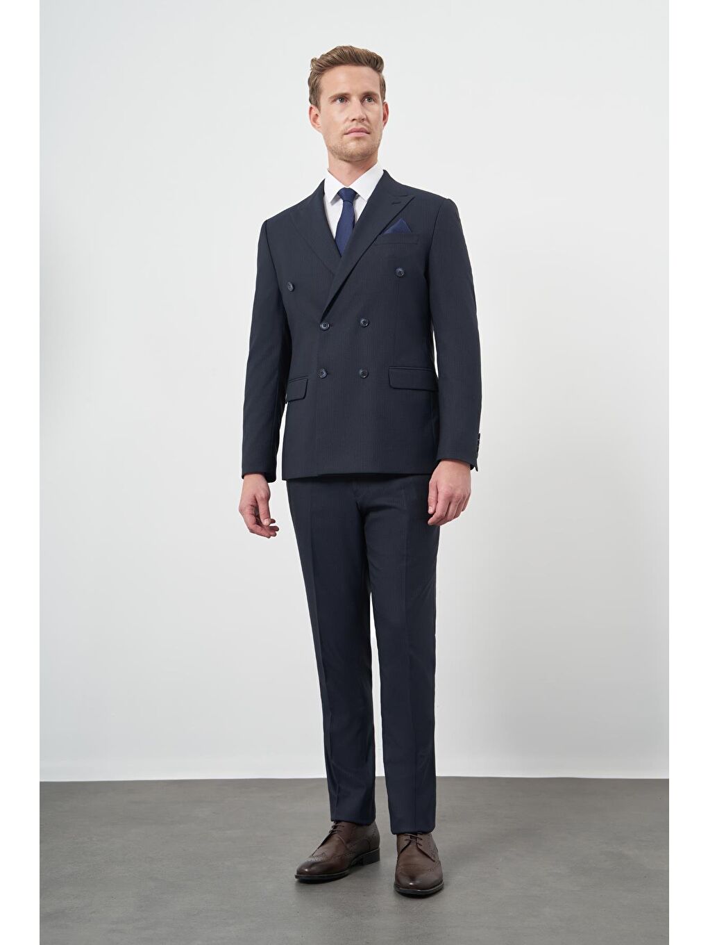 İMZA Lacivert Kılıç Yaka 6 Drop Slim Fit Classic Takım Elbise 1001245173 - 1