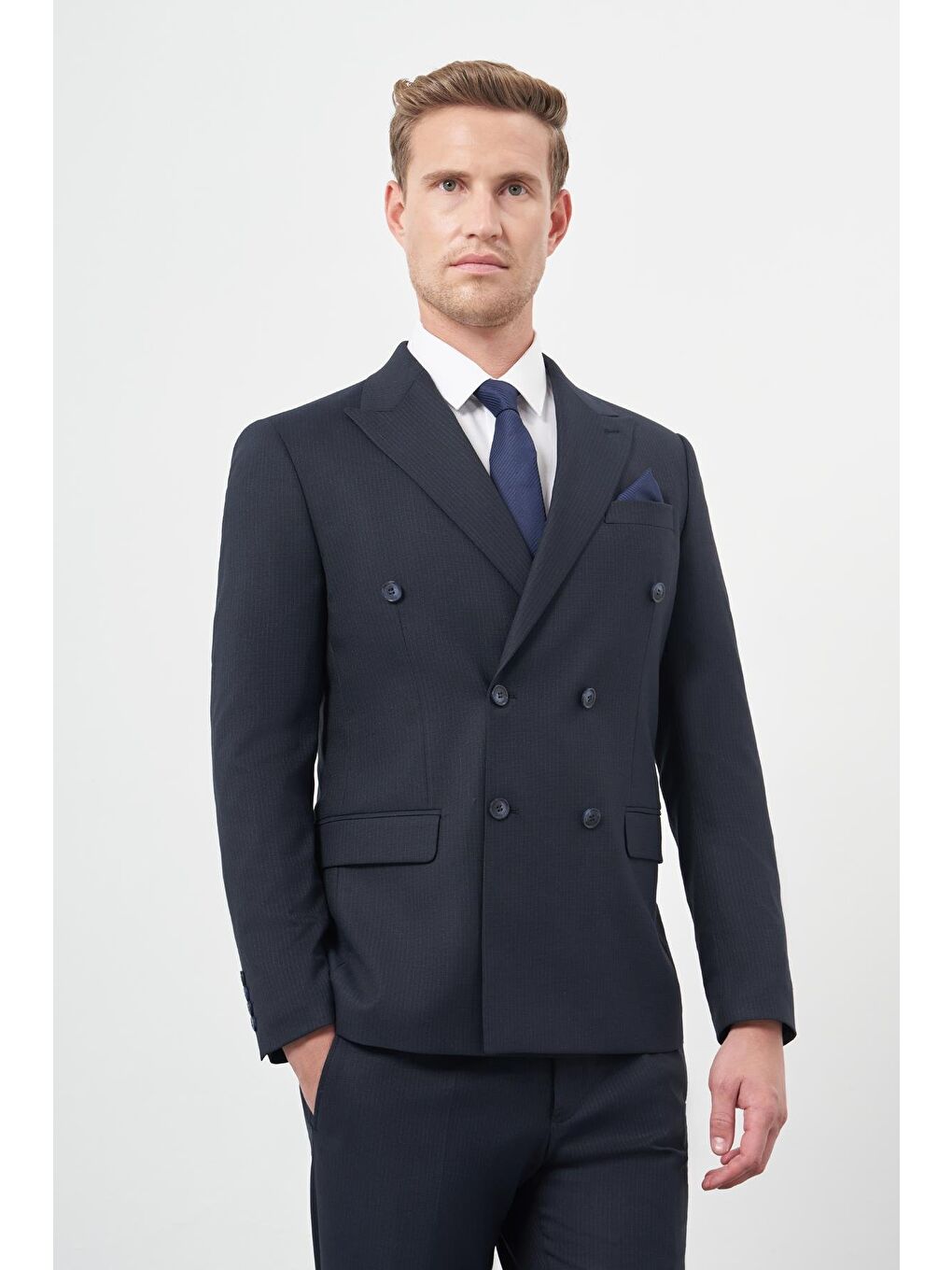 İMZA Lacivert Kılıç Yaka 6 Drop Slim Fit Classic Takım Elbise 1001245173 - 2