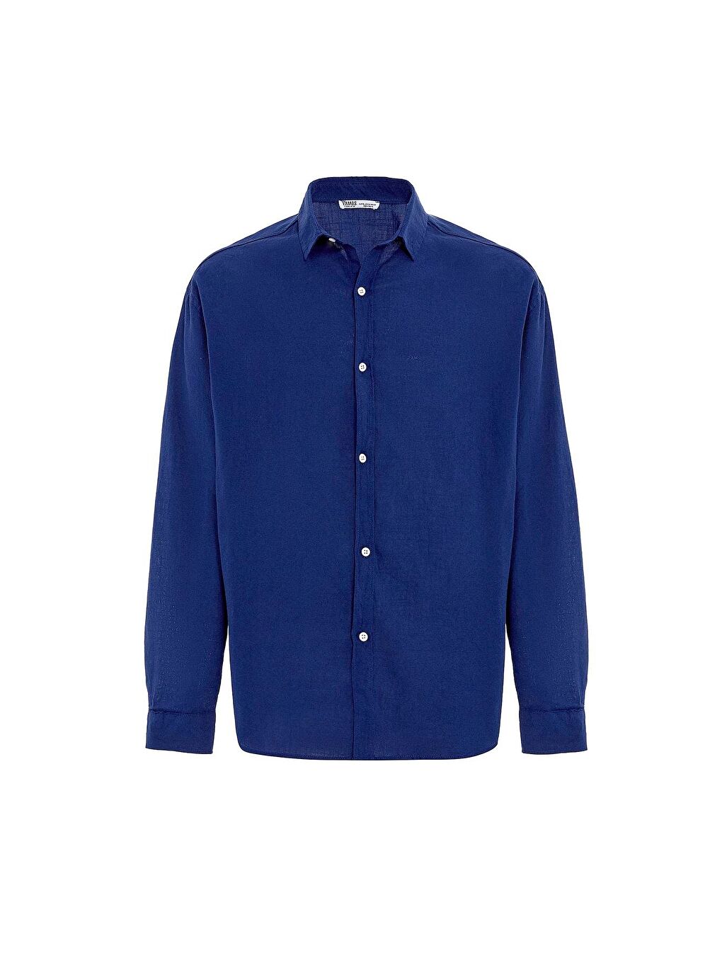 Basic Oversize Pamuk Keten Gömlek Lacivert-4