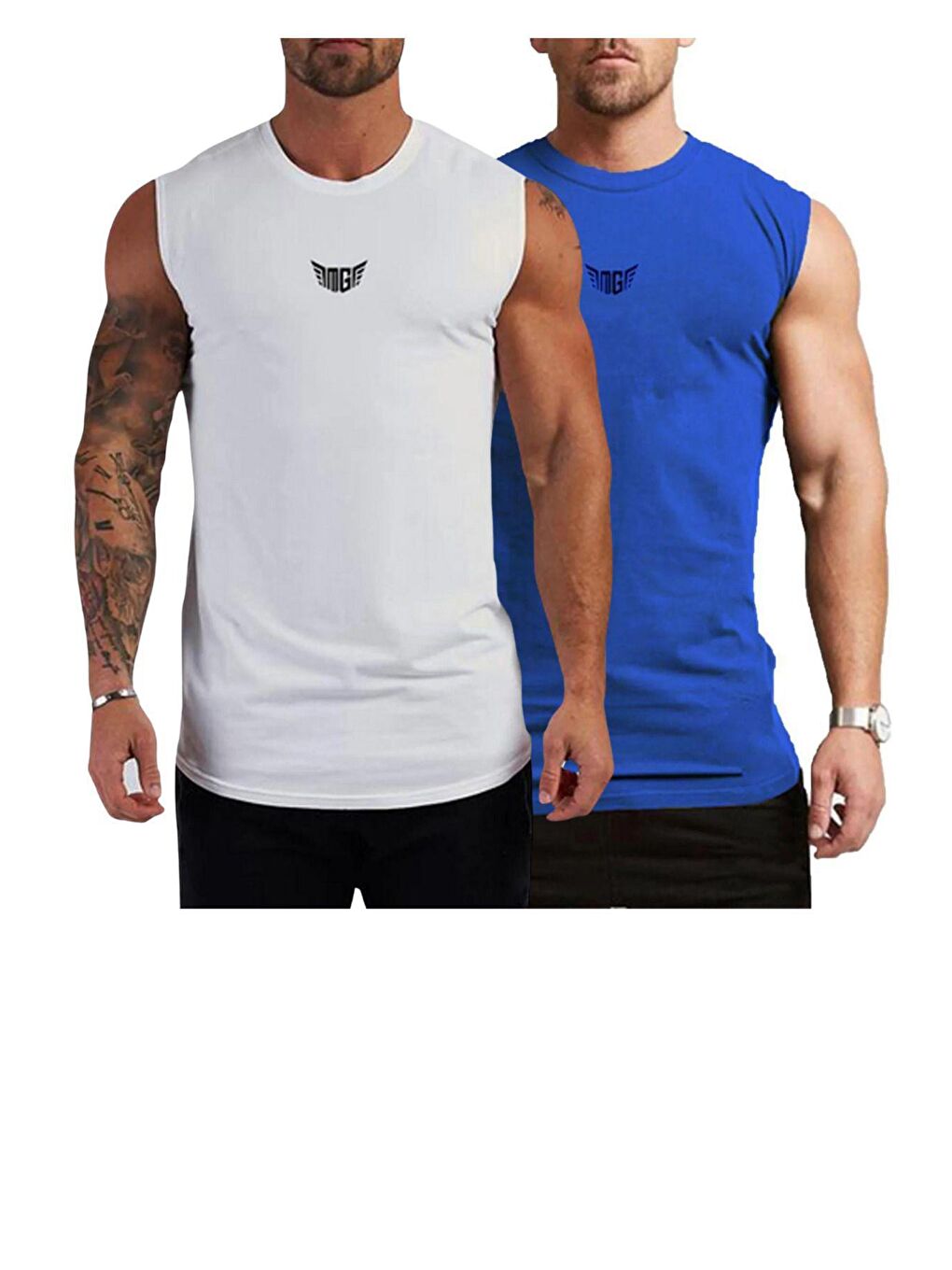 GENIUS STORE Beyaz Erkek Nem Emici Hızlı Kuruma Atletik Teknik Performans Sporcu Sıfır Kol T-shirt MG-ATLET2