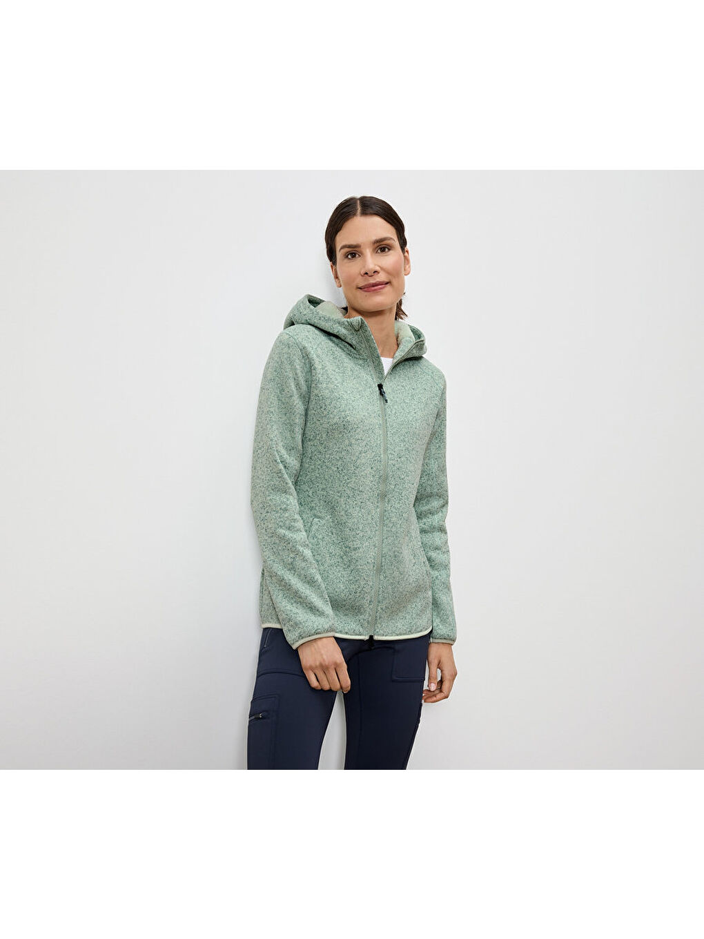 Kadın Örgü Polar Ceket, , Yeşil